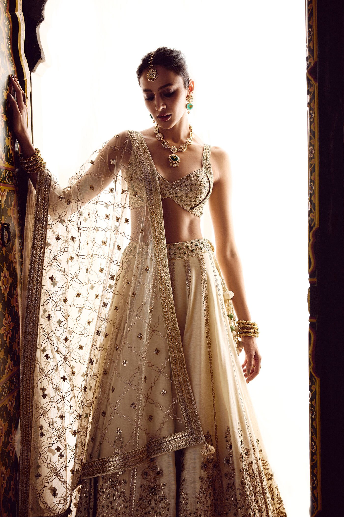 Nalika Gota Patti Silk Lehenga Set - Ivory ₹525,000 MRP Inclusive of all taxes - Image 3