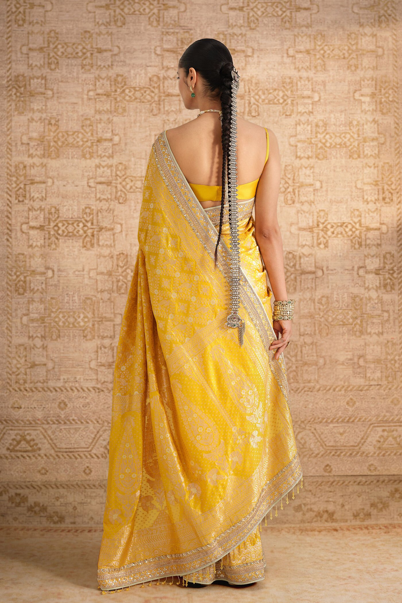 Nirjara Handwoven Benarasi Silk Saree - Yellow ₹145,000 MRP Inclusive of all taxes - Image 2