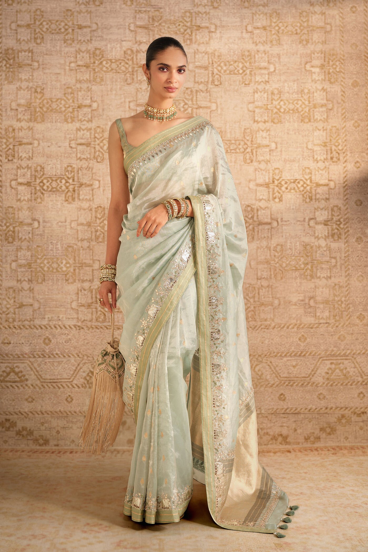 Asvitha Handwoven Benarasi Silk Saree - Sage ₹99,000 MRP Inclusive of all taxes