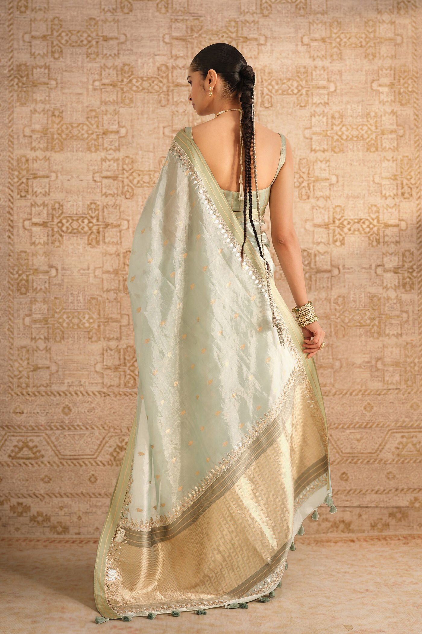 Asvitha Handwoven Benarasi Silk Saree - Sage ₹99,000 MRP Inclusive of all taxes - Image 2
