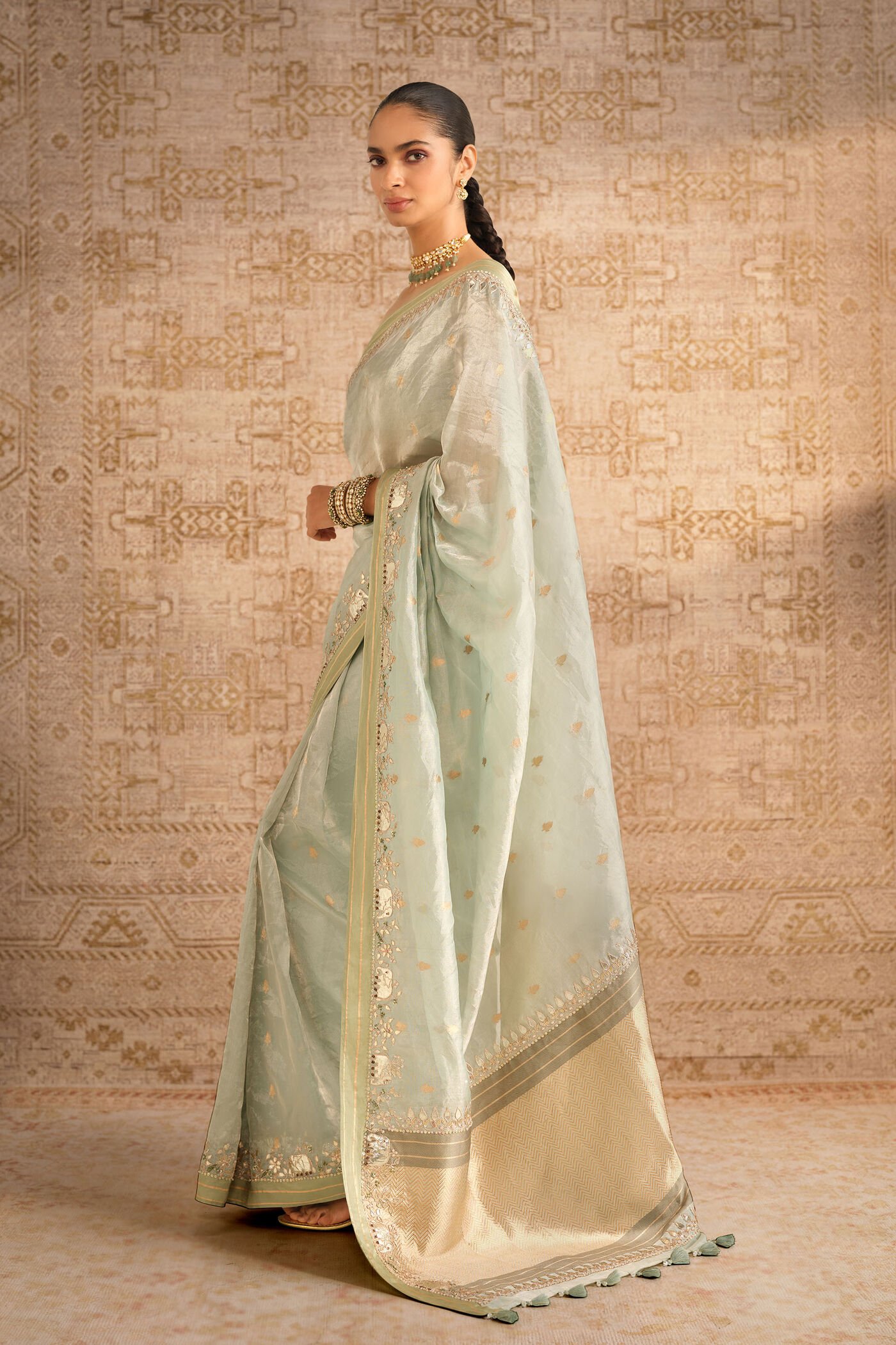 Asvitha Handwoven Benarasi Silk Saree - Sage ₹99,000 MRP Inclusive of all taxes - Image 3