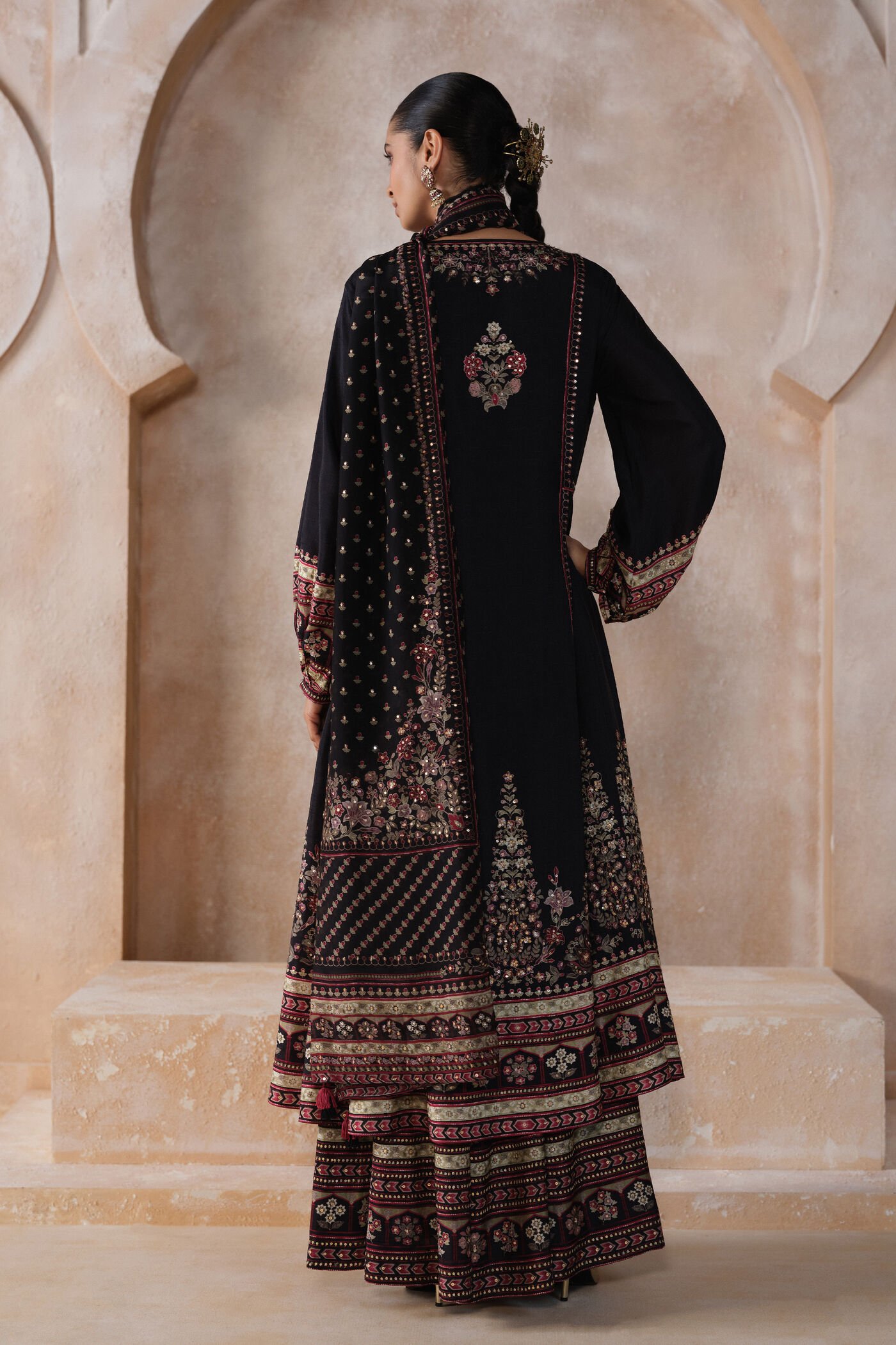 Avellana Silk Anarkali Set - Black ₹110,000 MRP Inclusive of all taxes - Image 2