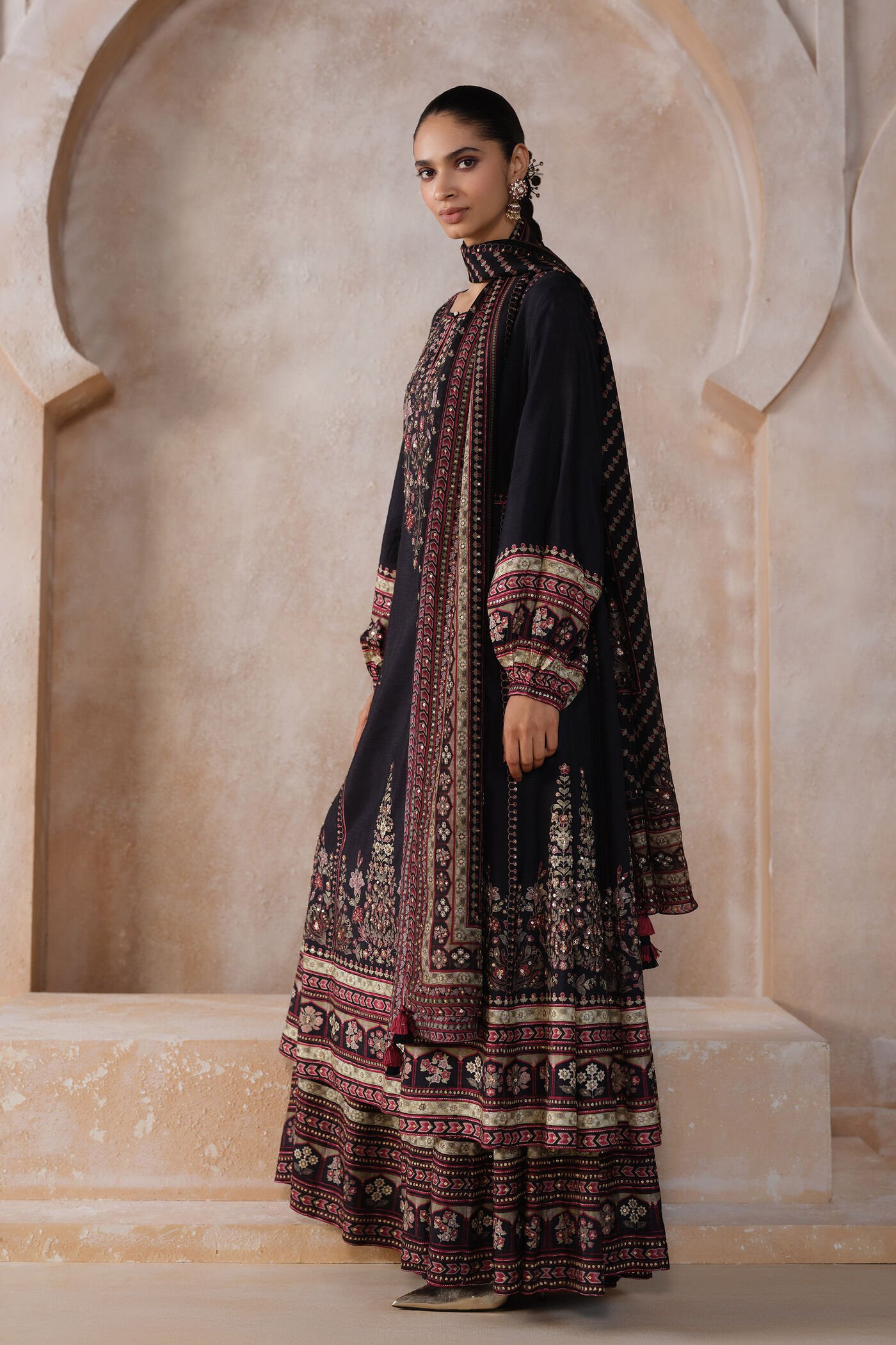 Avellana Silk Anarkali Set - Black ₹110,000 MRP Inclusive of all taxes - Image 3