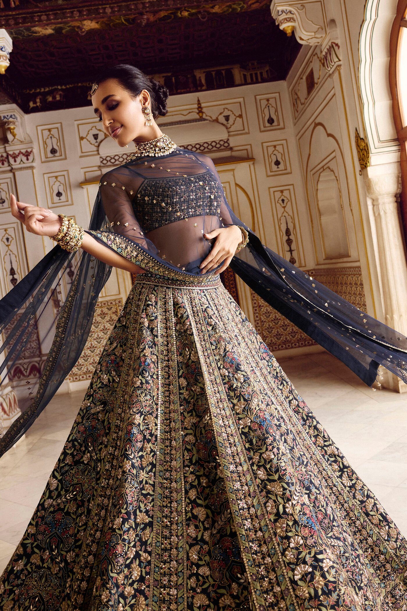 Elakshi Embroidered Silk Lehenga Set - Blue ₹656,300 MRP Inclusive of all taxes - Image 3