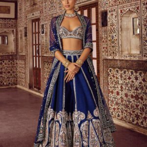 Nairab Embroidered Silk Lehenga Set - Blue  ₹588,000   MRP Inclusive of all taxes