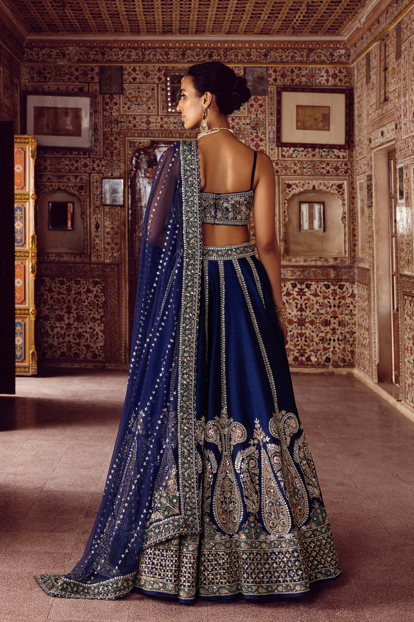 Nairab Embroidered Silk Lehenga Set - Blue ₹588,000 MRP Inclusive of all taxes - Image 2