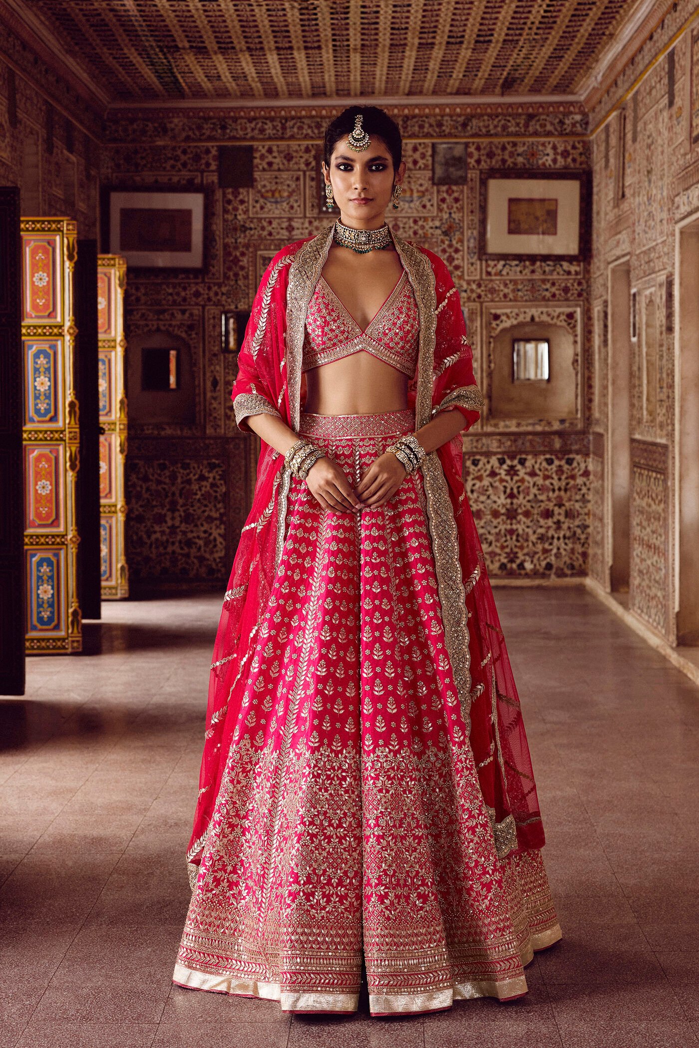 Sarasvi Gota Patti Silk Lehenga Set - Pink ₹630,400 MRP Inclusive of all taxes