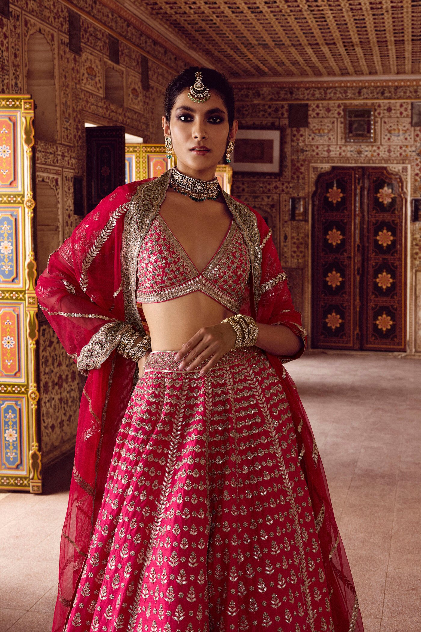 Sarasvi Gota Patti Silk Lehenga Set - Pink ₹630,400 MRP Inclusive of all taxes - Image 2