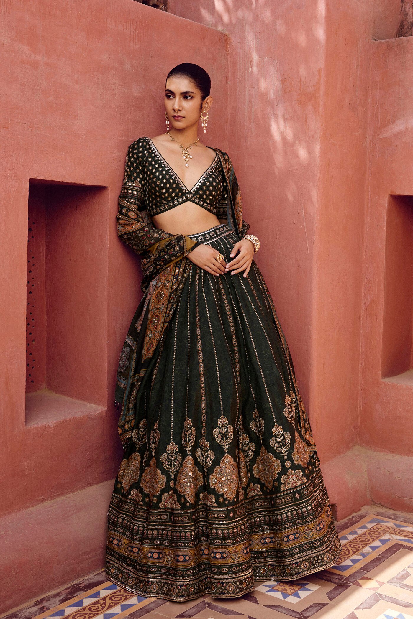 Rishama Silk Lehenga Set - Green ₹242,000 MRP Inclusive of all taxes - Image 3